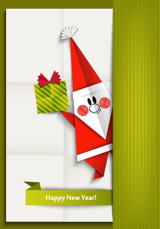 2014 Christmas and New Year origami greeting card vector 02 year origami new year new greeting christmas card vector card   
