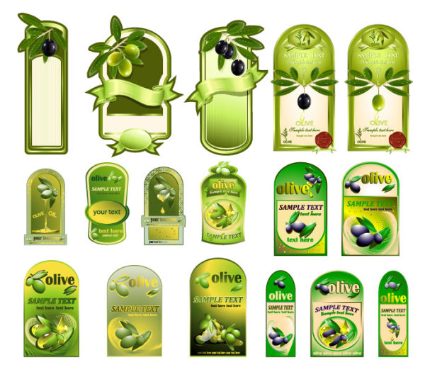 Set of olive oil label Stickers vector 04 stickers sticker olive oil label   