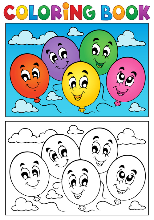 Coloring book vector set 04 coloring book balloons balloon   