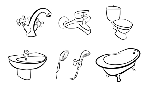bathroom design elements vector Illustration 01 illustration elements element bathroom   