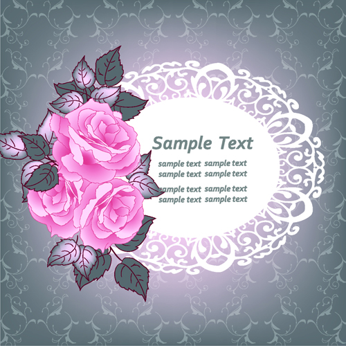 Beautiful pink roses with vintage background vector 01 vintage roses pink beautiful background vector background   