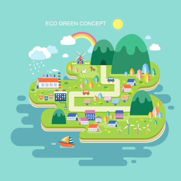 Eco green concept city vector template vector template template green concept city   