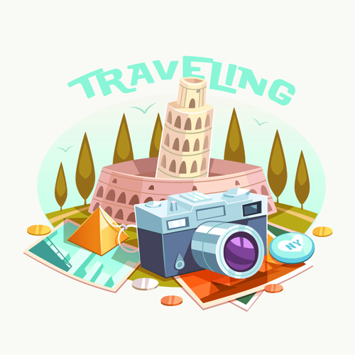 Traveling with adventures vintage vector background 03 vintage traveling background adventures   