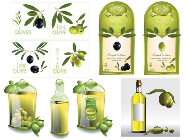 Set of olive oil label Stickers vector 05 stickers sticker olive oil label   