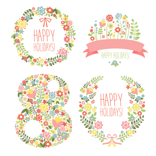 Flower frames with 8 March womens day vector womens day frames flower 8 March   