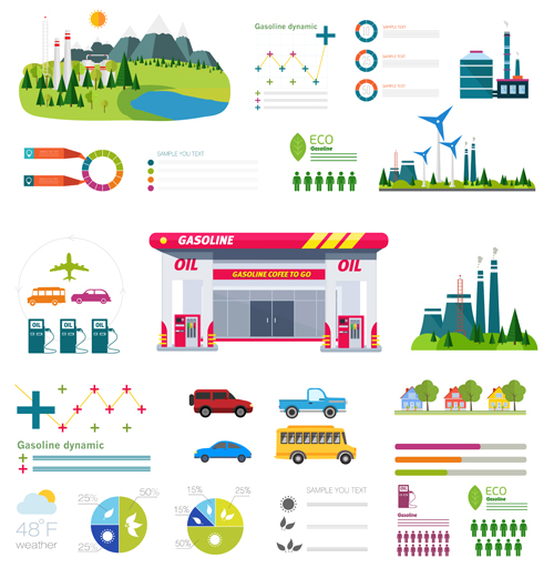 Gasoline oil with gas station infographic vector 05 oil infographic Gasoline gas station   