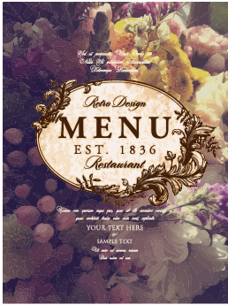 Flower restaurant menu cover vintage styles vector 08 vintage restaurant flower cover   