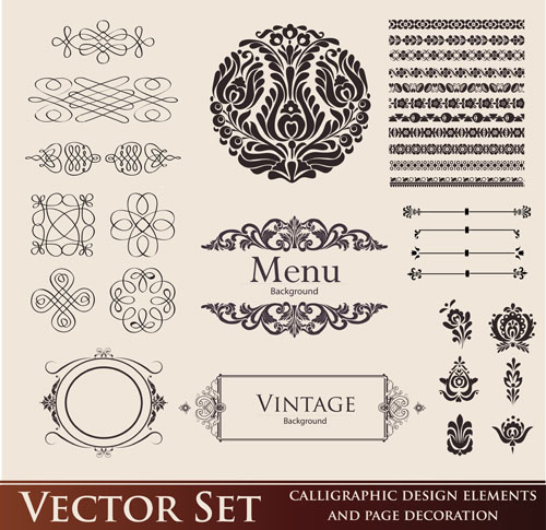 Vintage Calligraphic and decoration Borders vector 01 elements element decoration calligraphic borders   