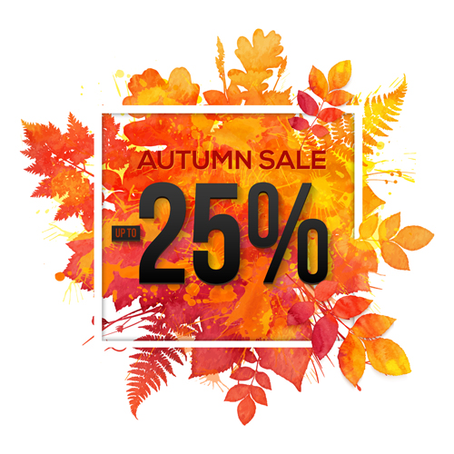 Big autumn sale with maple leaves background vector 05 sale maple leaves big background autumn   