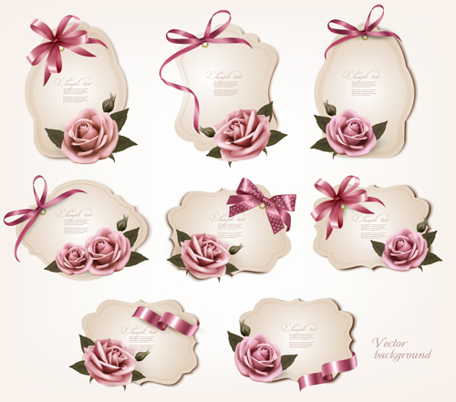 Beautiful Paper Labels Bows vector 02 labels label bows bow beautiful   