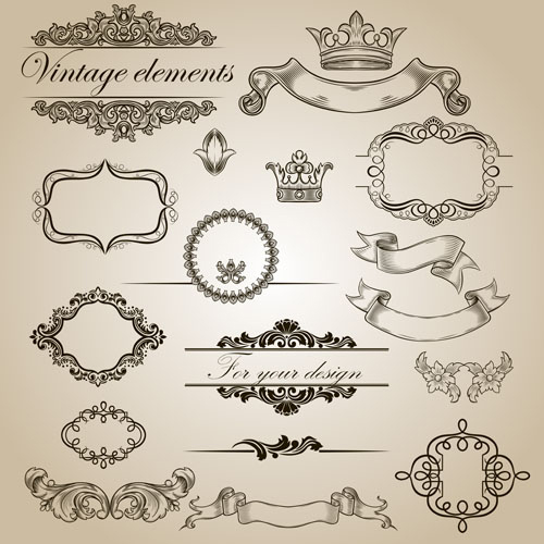 Vintage Calligraphic and decoration Borders vector 02 vintage elements element decoration calligraphic borders   