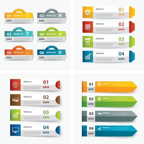 Numbered infographics with banners vector 09 numbered infographics banners   