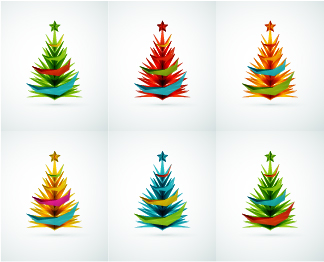 Colored Paper cut christmas tree vector set paper cut paper christmas tree christmas   
