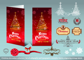 2014 christmas decoration calligraphic with typographic vector 01 decoration Christmas decoration christmas calligraphic 2014   