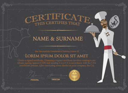 Chef certificate template vector chef certificate template certificate   