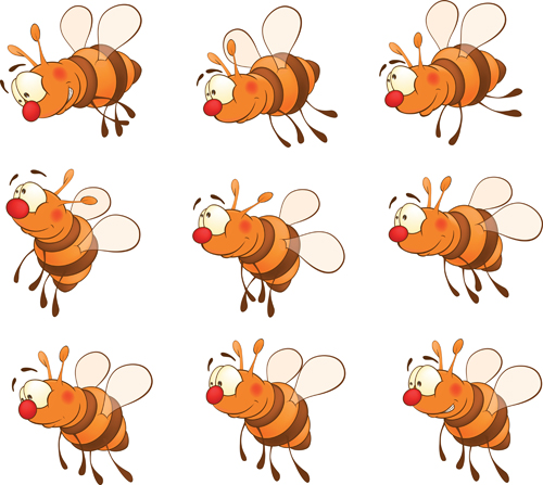 Cartoon bees design vector graphics cartoon bees   