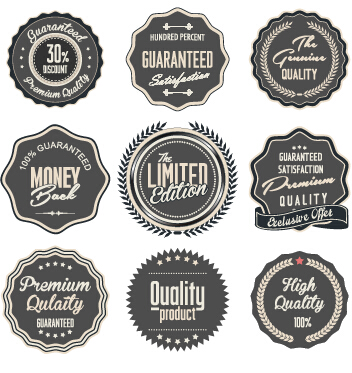 Quality label with badge vintage style vector 08 Vintage Style vintage quality label badge   