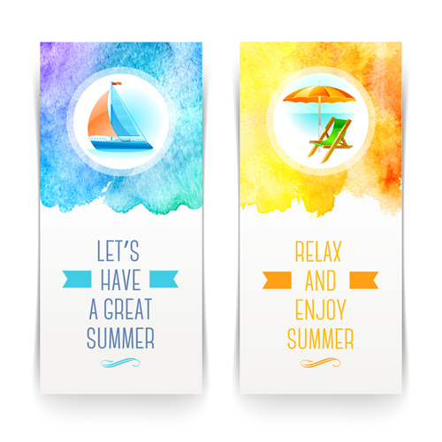Refreshing summer tropical vector banners 01 tropical summer refreshing banners banner   