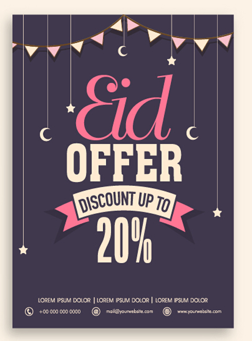 Eid special offer sale flyer vector set 11 special sale offer flyer   