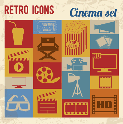 Retro cinema flat vector icons Vector Icon icons icon flat cinema   