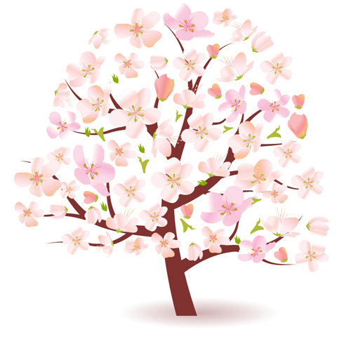 Different Spring tree elements vector 04 tree spring elements element different   