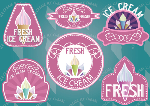 Vintage ice cream labels vector material vintage vector material labels label ice cream ice cream   