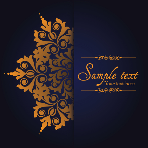 Dark blue ornate background with golden decorative vector 09 ornate golden decorative dark blue background   