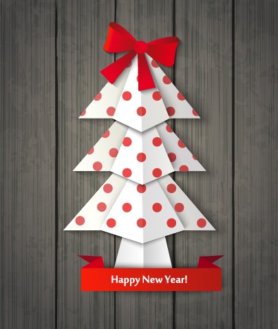 2014 Christmas and New Year origami greeting card vector 03 origami new year new greeting christmas card vector card   