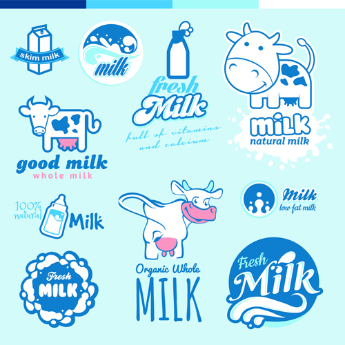 Creative milk labels with logos design vector 01 milk logos logo labels label creative   