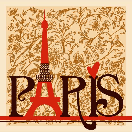 Romantic paris floral background vector romantic paris floral background   