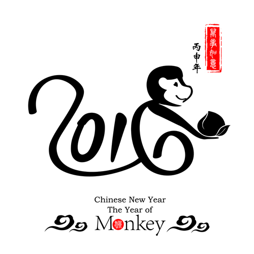 Chinese 2016 new year with monkey year creative vector 03 year new monkey creative chinese 2016   