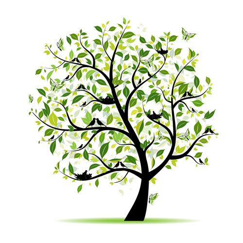 Different Spring tree elements vector 05 tree spring elements element different   