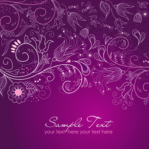 Hand drawn Purple Floral Backgrounds vector 02 hand drawn floral background   