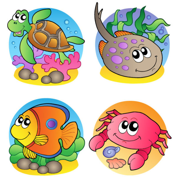 Elements of Various cute Marine animals vector 02 Various marine elements element cute Animal   