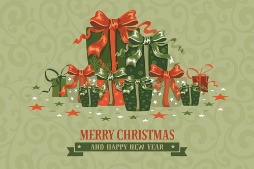 Retro xmas greeting cards vectors 03 xmas Retro font greeting cards   