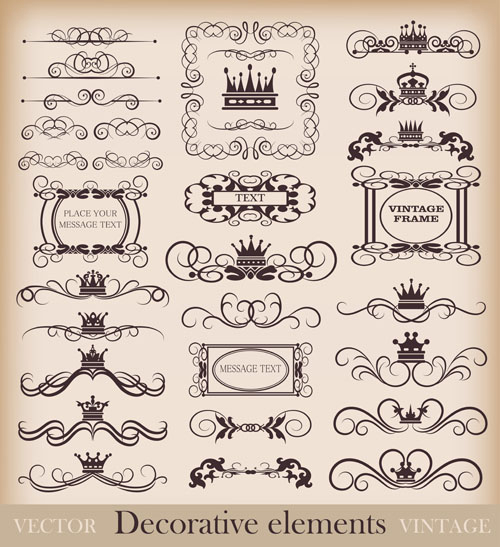 Vintage Calligraphic and decoration Borders vector 04 vintage elements element decoration calligraphic borders   