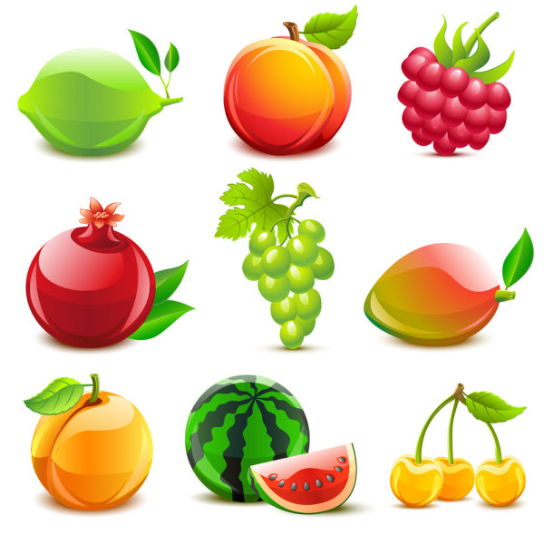 Various tasty Fruit elements vector 02 Various fruit elements element   