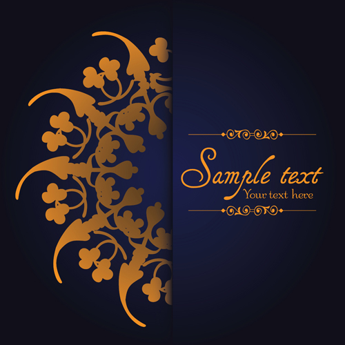 Dark blue ornate background with golden decorative vector 08 ornate golden decorative dark blue background   