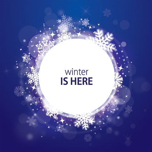 Snowflake frame with blue winter background vector winter snowflake frame blue background   