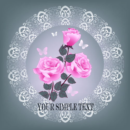 Beautiful pink roses with vintage background vector 03 vintage pink beautiful background vector background   