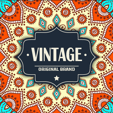 Vintage frame with ethnic pattern vector backgrounds 08 vintage pattern ethnic backgrounds background   