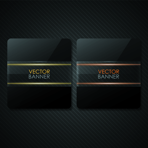 Set of Shiny Black Banners vector 02 shiny black banner   