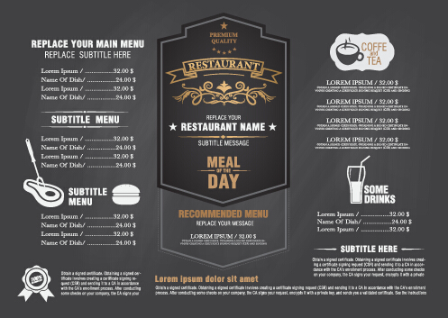 Gray style restaurant menu design vector 02 restaurant menu gray   