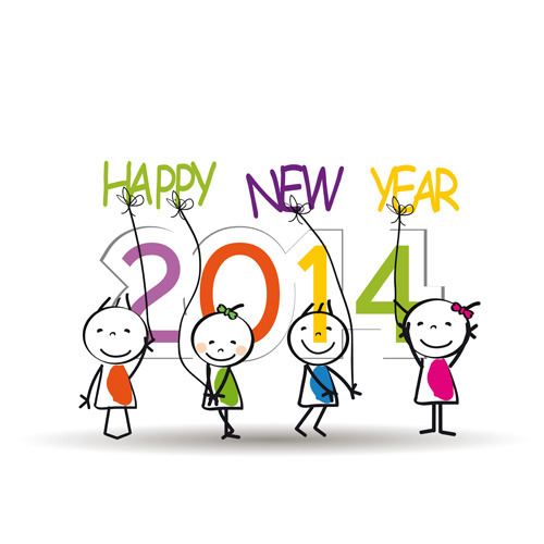Child and New Year 2014 vector 05 year new year new 2014   