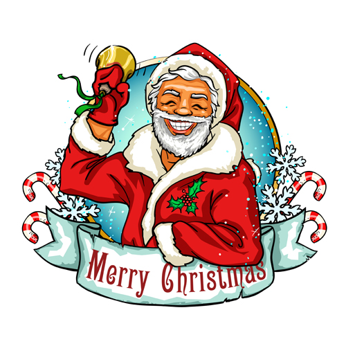 Christmas labels with santa vector material 01 santa material labels christmas   