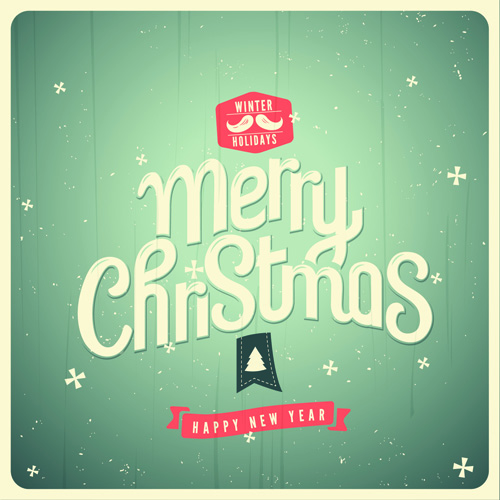 Set of Retro Christmas and new year Backgrounds vector 01 year Retro font new year christmas   
