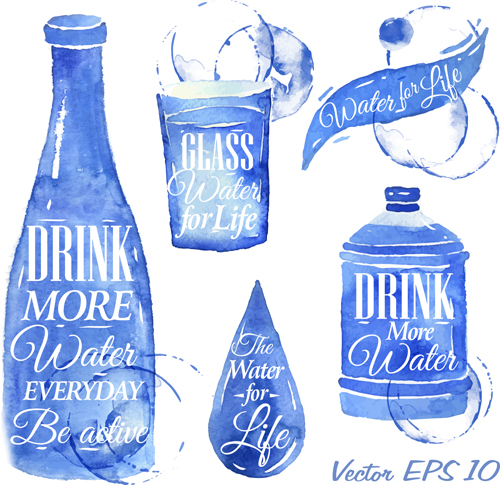 Water design elements watercolor vector watercolor water elements element design elements   