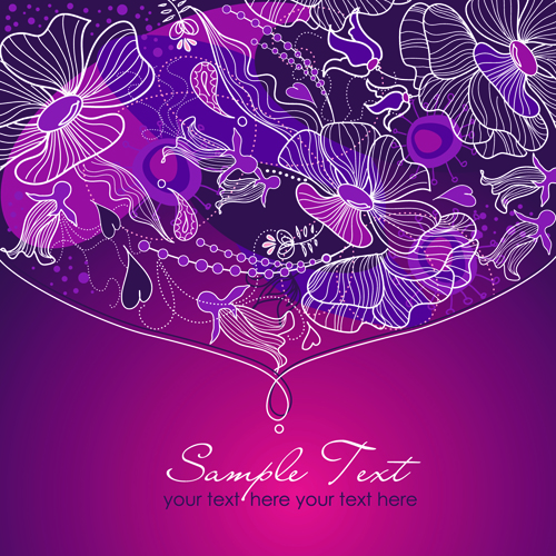 Hand drawn Purple Floral Backgrounds vector 05 purple hand drawn floral background floral   