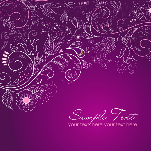 Hand drawn Purple Floral Backgrounds vector 01 purple hand drawn floral background floral   