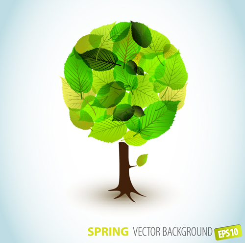 Different Spring tree elements vector 02 tree spring elements element different   